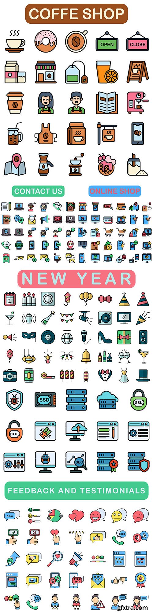 Icon linear color set collection design style