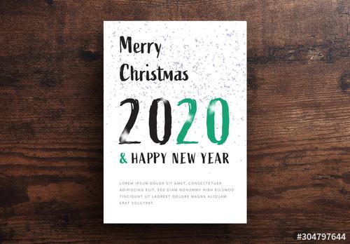 Merry Christmas and Happy New Year Card Layout - 304797644 - 304797644