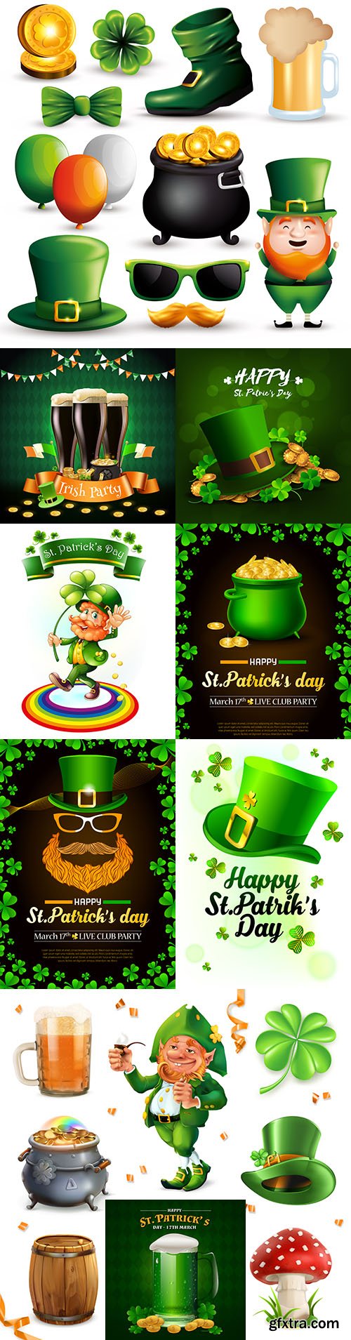 St. Patrick's realistic collelection vector illustrations 