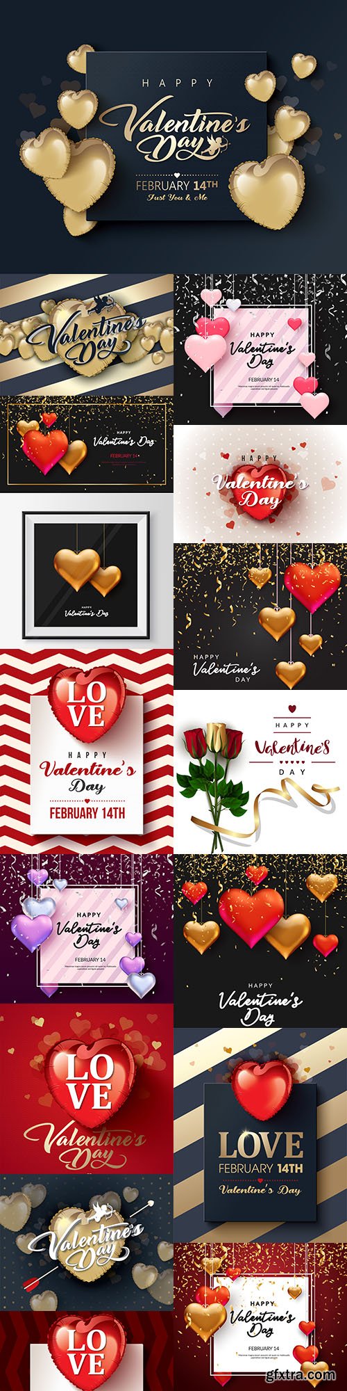Happy Valentine's Day romantic decorative illustrations 24