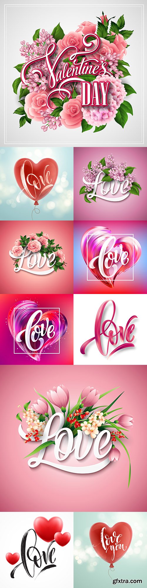 Happy Valentine's Day romantic decorative illustrations 30