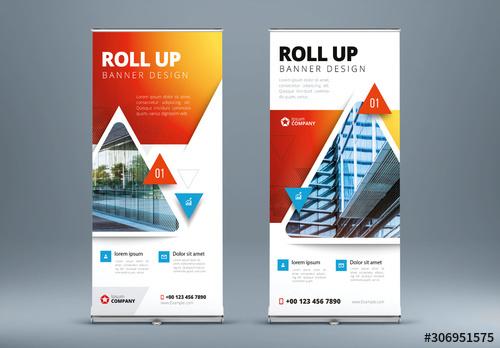 Red Gradient Roll Up Layout with Triangles - 306951575 - 306951575