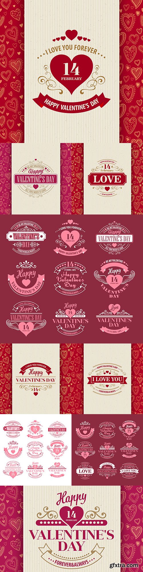 Happy Valentine's Day romantic decorative illustrations 31