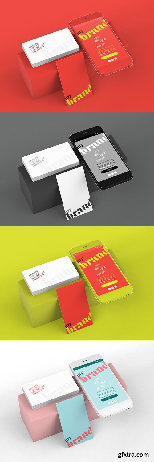 Smartphone Mockup with Vertical and Horizontal Business Cards 282334777 Smartphone Mockup with Vertical and Horizontal Business Cards 282334777