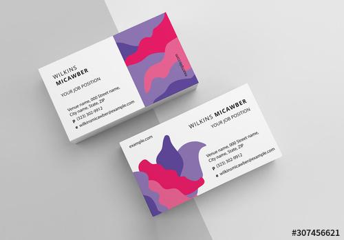 Business Card Layout with Abstract Pattern - 307456621 - 307456621