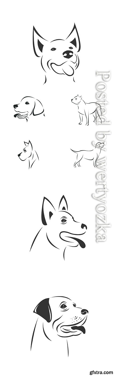 Vector image of an Dog black and white, animal logo