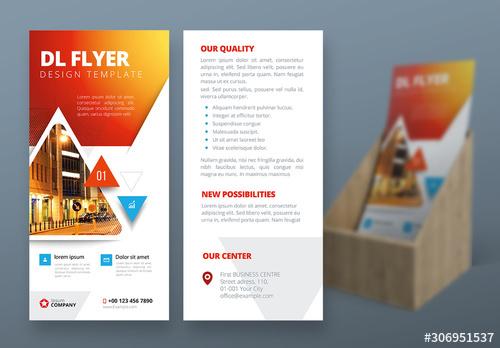 Red Gradient Flyer Layout with Triangles - 306951537 - 306951537