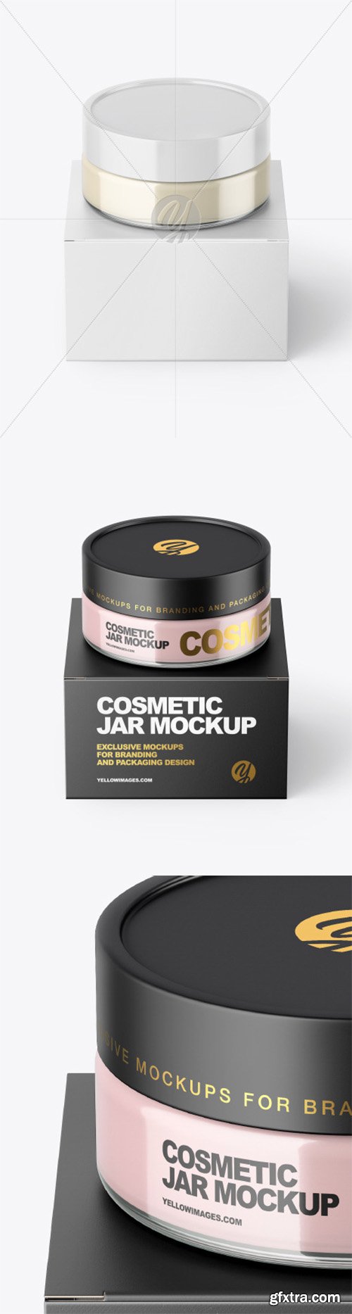 Clear Glass Cosmetic Jar with Paper Box Mockup 52545 Clear Glass Cosmetic Jar with Paper Box Mockup 52545