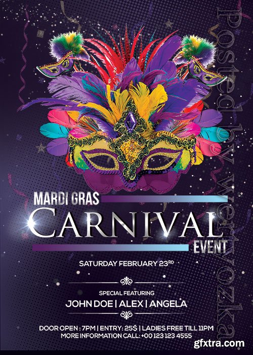 Mardi Gras Carnival - Premium flyer psd template