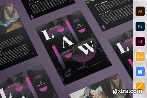 Law Company Poster Flyer Business Card Brochure Bifold Trifold