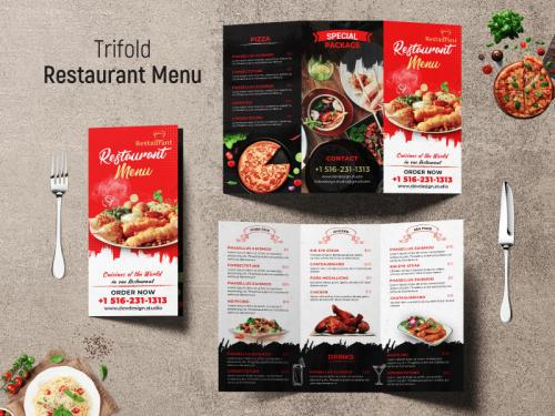 Modern Restaurant Menu Trifold Brochure - modern-restaurant-menu-trifold-brochure