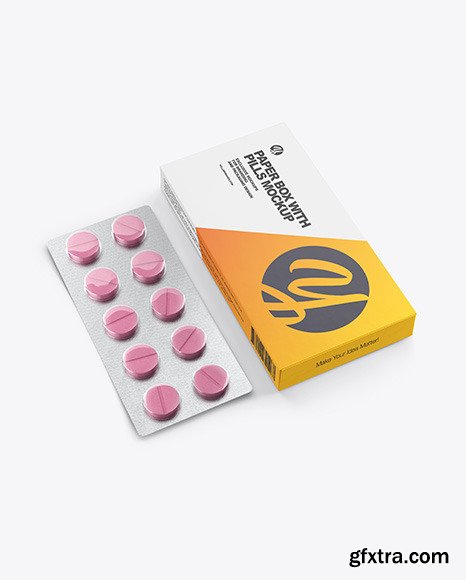 Paper Box & Pills Mockup 53806