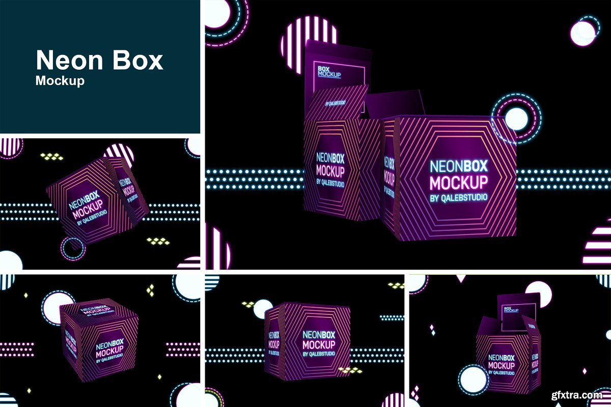 Download CreativeMarket - Neon Box Mockup 4444638 » GFxtra
