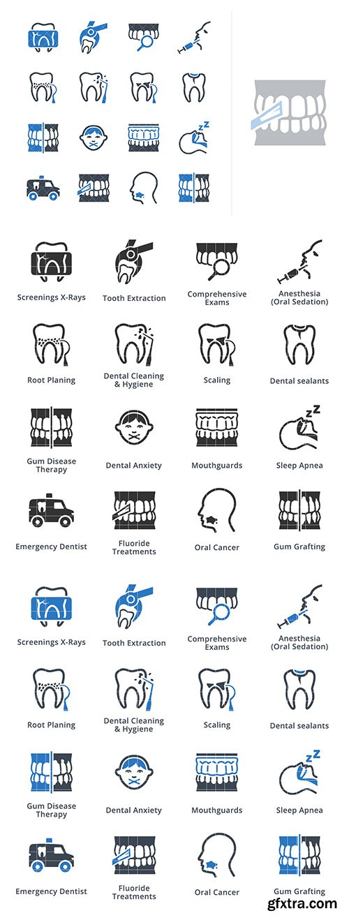 General & Preventive Dentistry Icons - Blue Series