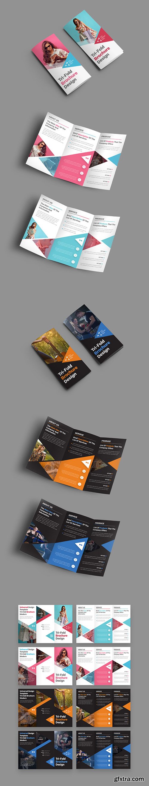 4 Trifold Brochures with Triangular Elements 198254094 4 Trifold Brochures with Triangular Elements 198254094