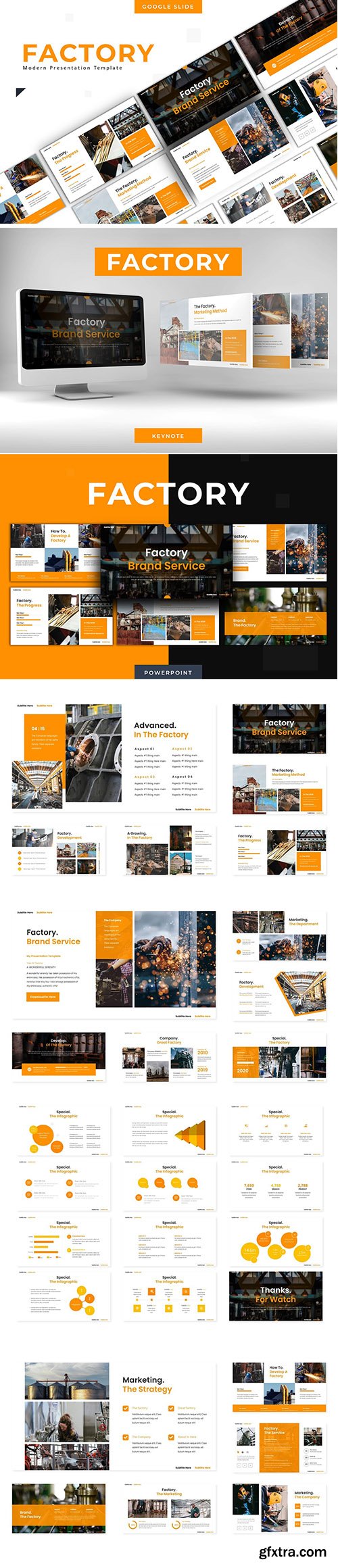 Factory Brand Services - Powerpoint, Keynote and Google Slide Template Factory Brand Services - Powerpoint, Keynote and Google Slide Template