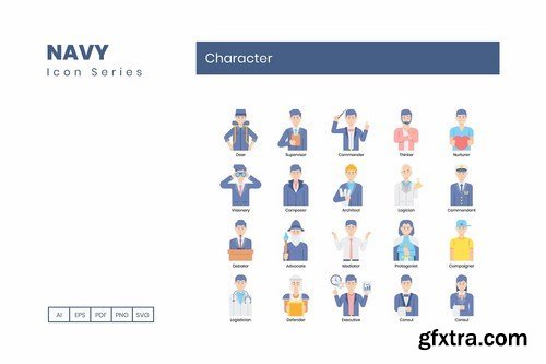 78 Character Icons - Navy Series