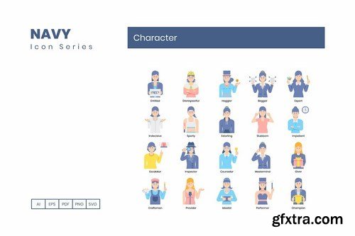 78 Character Icons - Navy Series