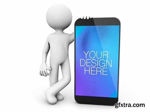 3D Character Leaning on Smartphone Mockup 196696382 3D Character Leaning on Smartphone Mockup 196696382