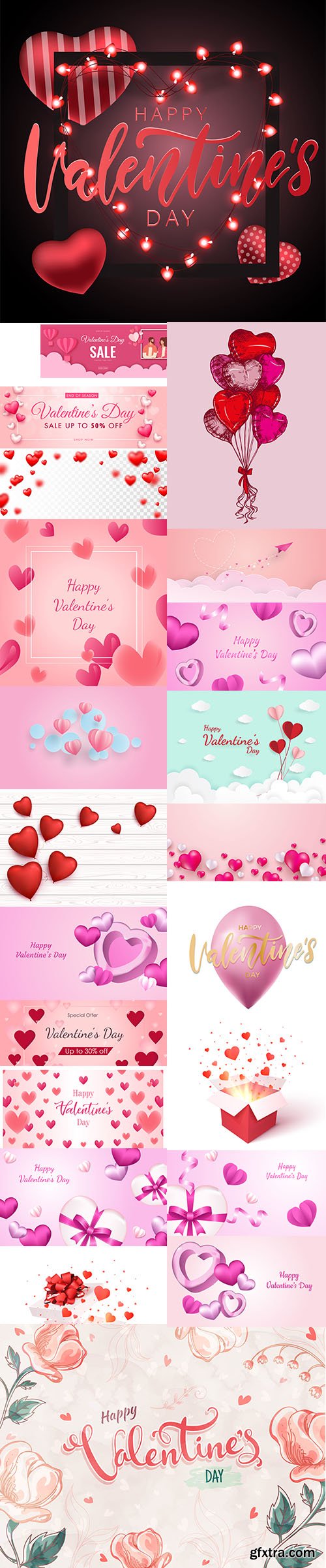 Vector Set of Romantic Valentines Day Illustrations Vol 11