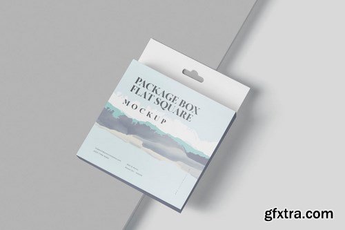 Package Box Mockup - Flat Square with Hanger