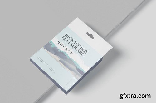 Package Box Mockup - Flat Square with Hanger