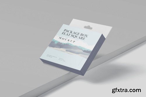 Package Box Mockup - Flat Square with Hanger