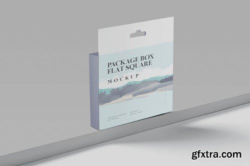 Package Box Mockup - Flat Square with Hanger