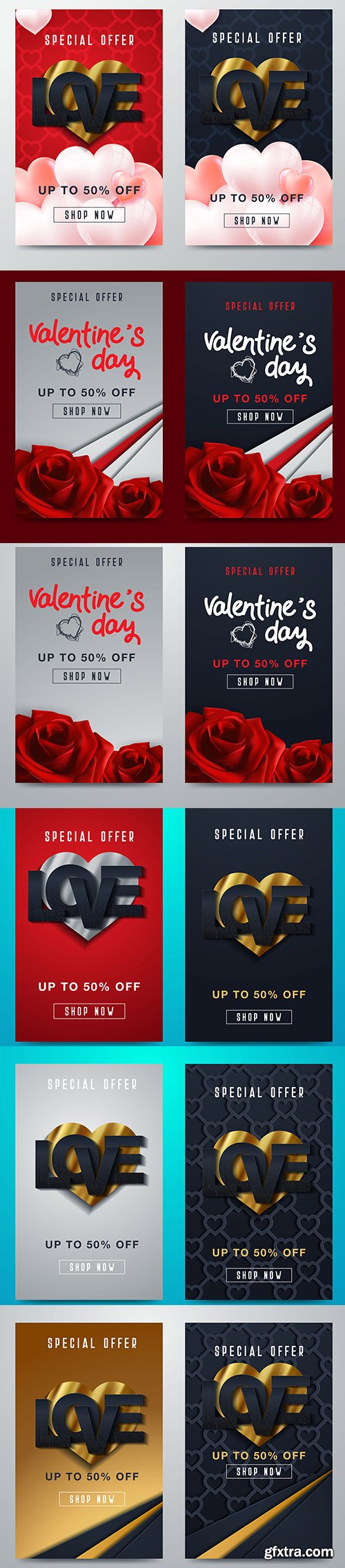 Vector Set of Valentines Day Banner Template