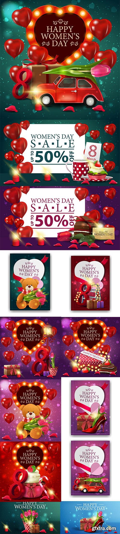 Vector Set of Womens Day Sale Illustrations Vol 2