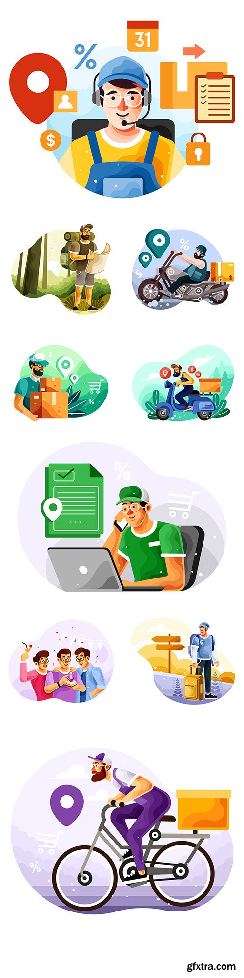 Online technology and people in different situations