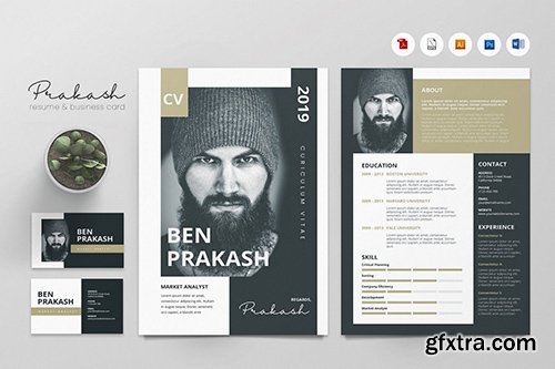 Creative CV Resume & Name Card PSD, DOCX, AI No.30
