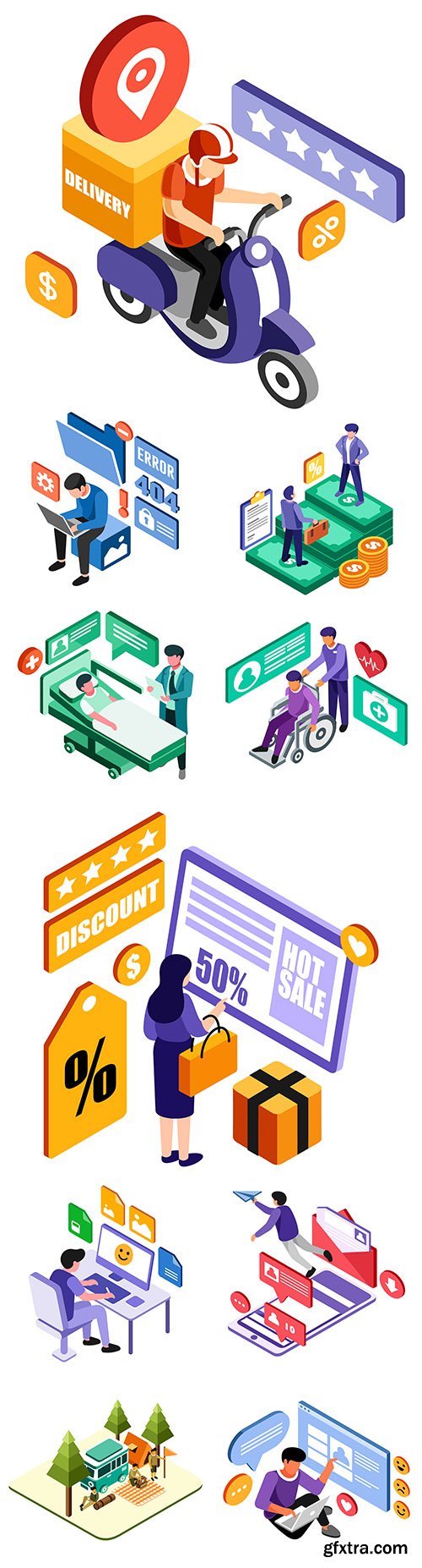 People and internet technology 3d isometric design