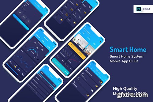 Smart Home Mobile App Dark Version