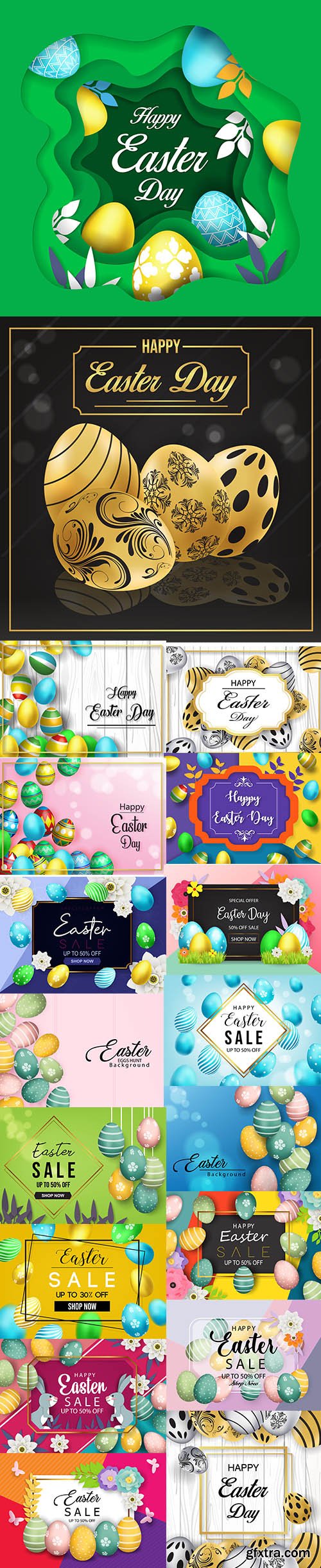 Happy Easter Luxury Backgrounds Template Set Vol 3
