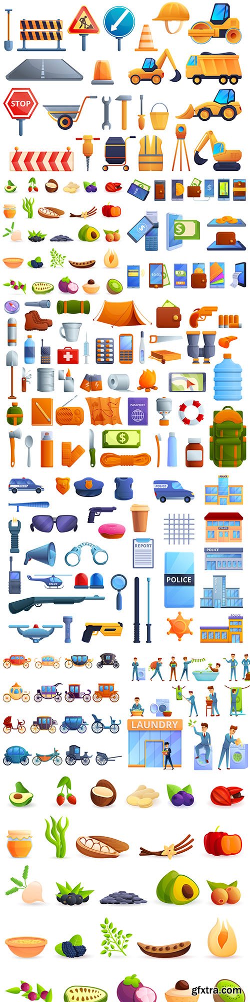 Set icons collection design in cartoon style 