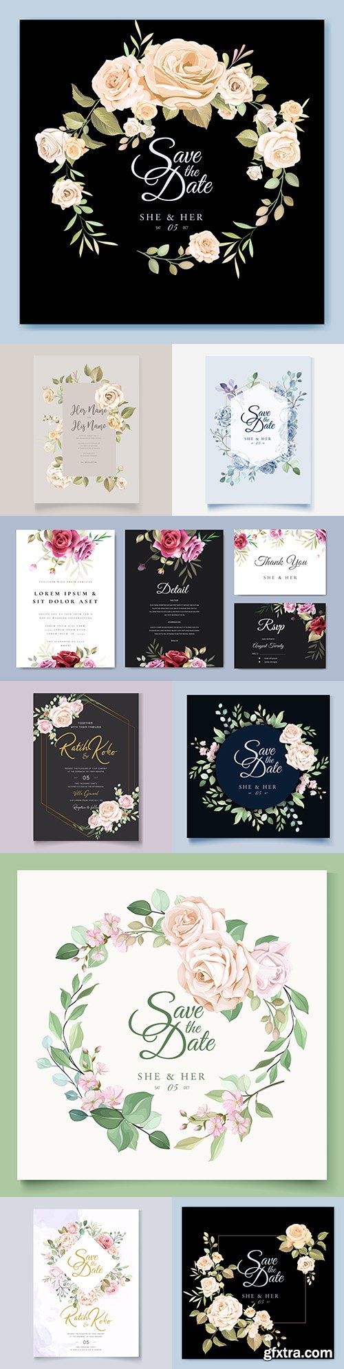 Wedding invitations floral elegant decorative template 10