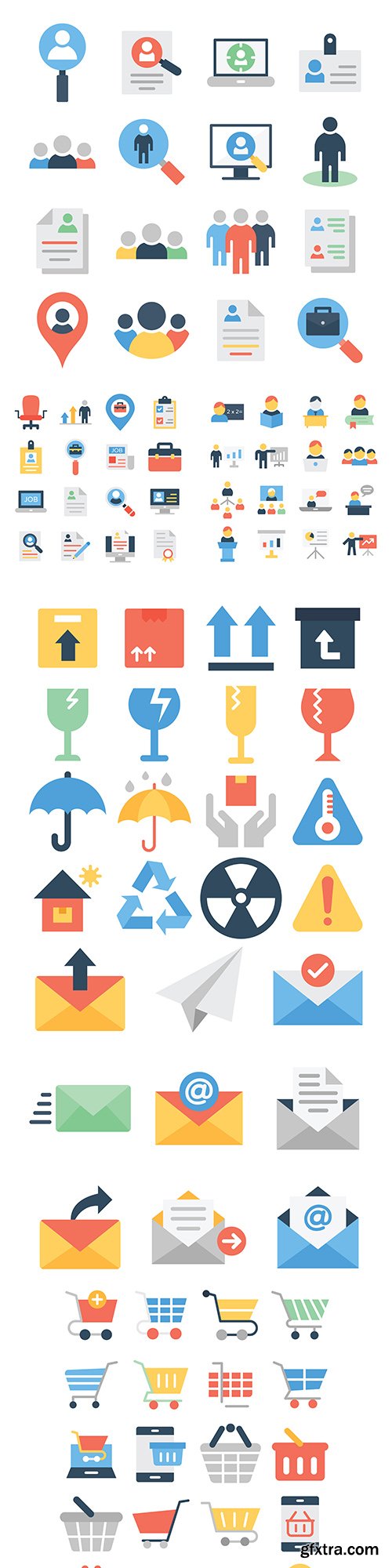 Icons collection design flat and colored style