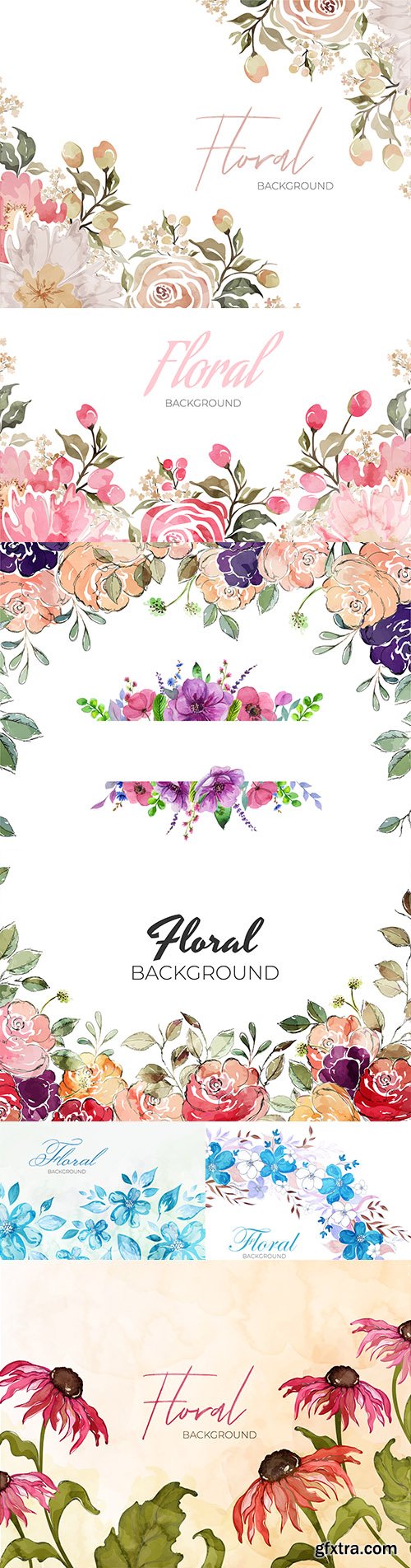 Decorative flowers watercolor effect vintage background