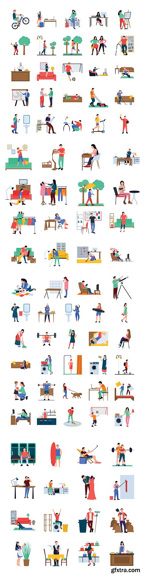 Set icons everyday life flat vector design