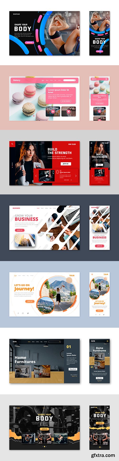 Sports and cooking home page design template