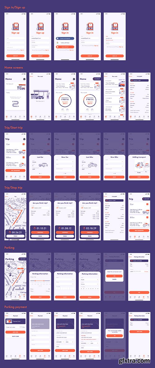 UI Kit for fuel tracker and parking app