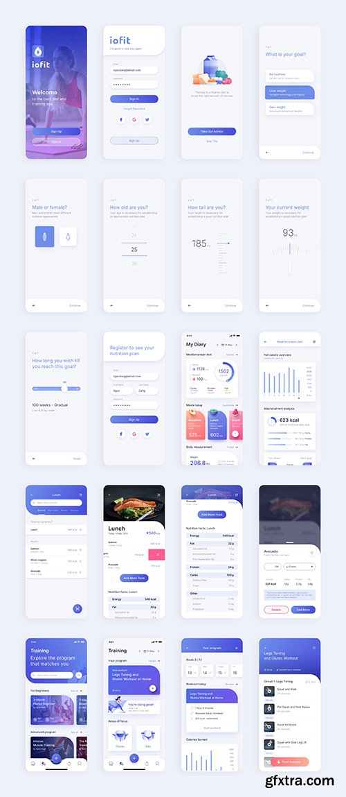 ioFit - Diet & Training App UI Kit