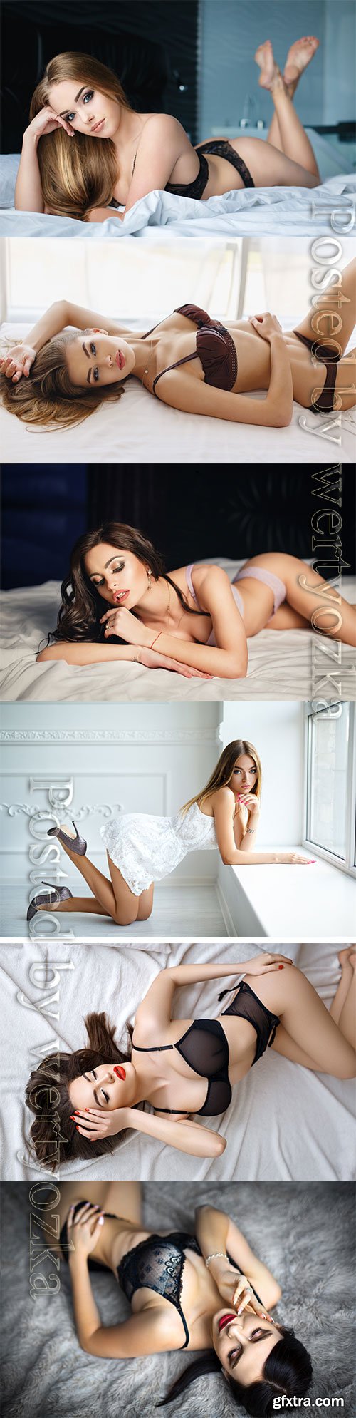 Sexy girls posing on the bed