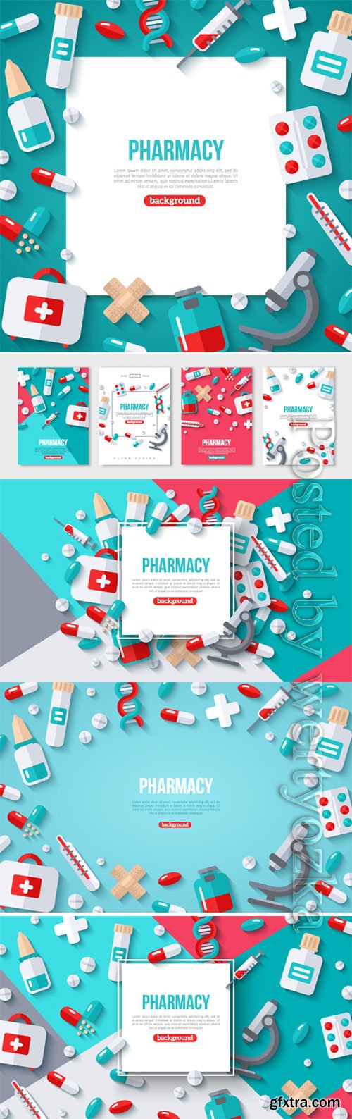 Pharmacy Banner Flat Icons