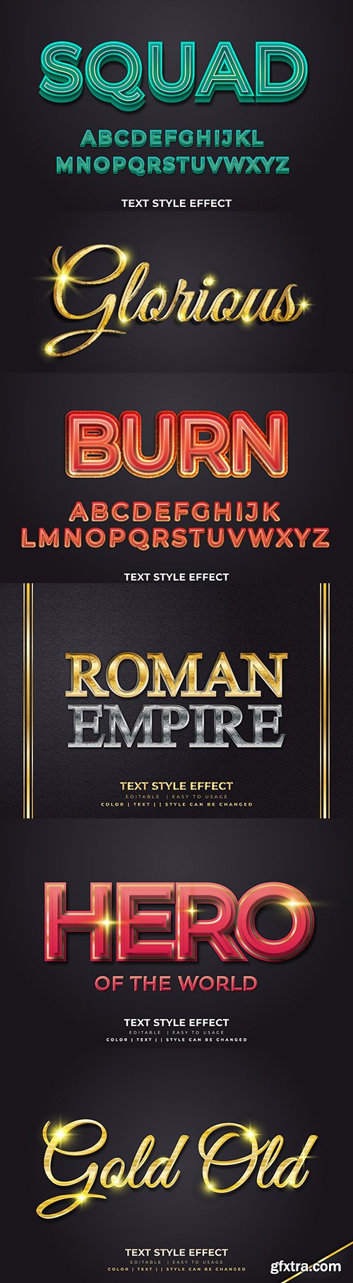 3d text style with gold and texture effect
