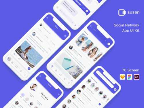 Susen Social Network App UI Kit GFxtra