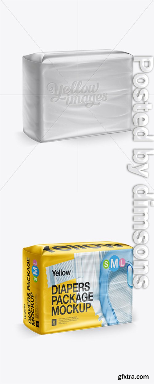 Big Package Of Diapers - Front 3/4 View Mockup 11160