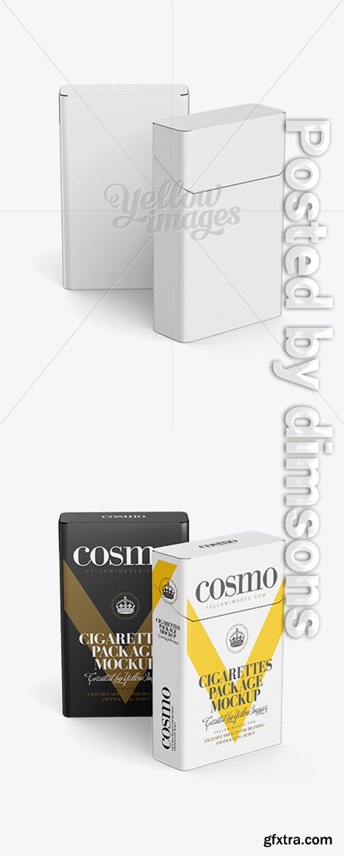 Two Flip-top Hard Cigarette Packs Mockup