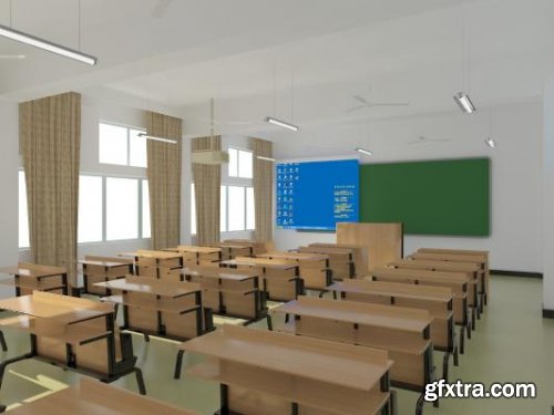 Modern classroom 02 3d model